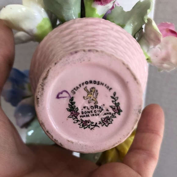 Vtg Staffordshire Basket with Multicoloured Flowers - Picture 13 of 13